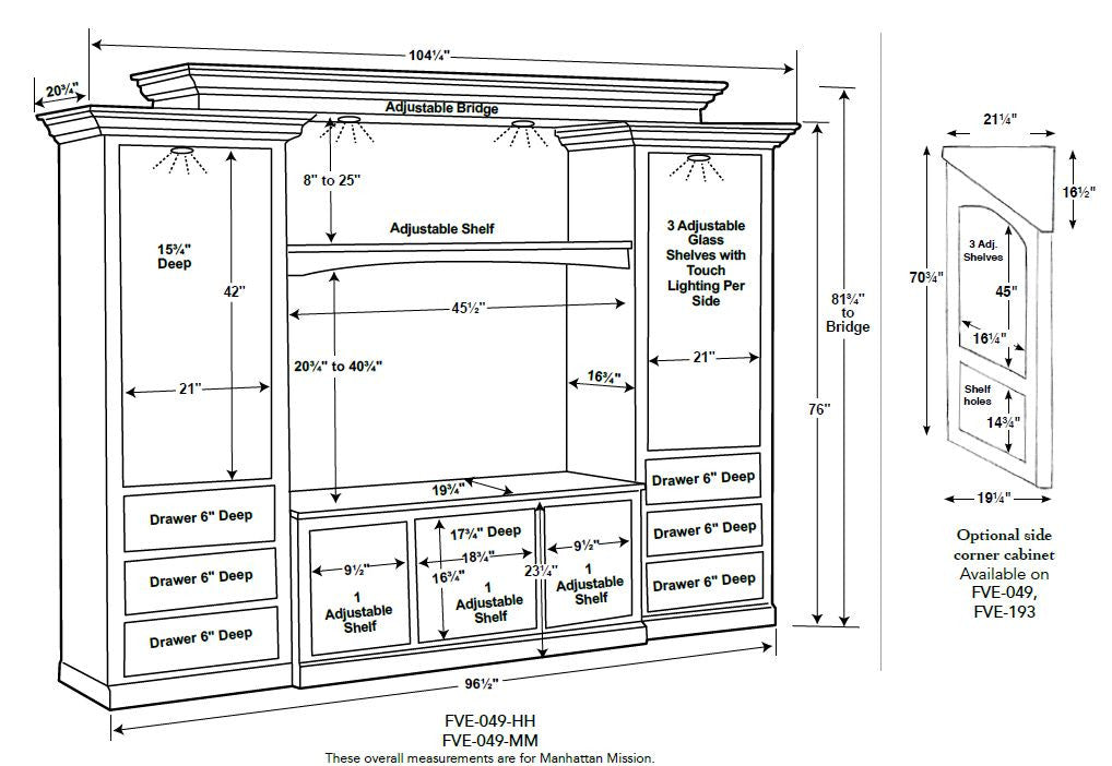 Manhattan Mission 8 piece Media Wall Unit FVE-049-MM-FV
