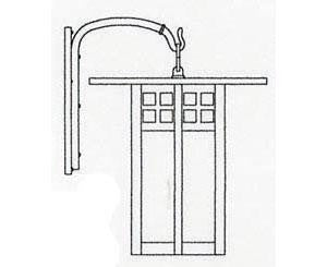 Line drawing of a door with a handle on a white background