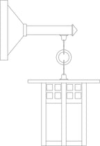 Technical drawing of a 6″ glasgow wall mount with straight arm. 
