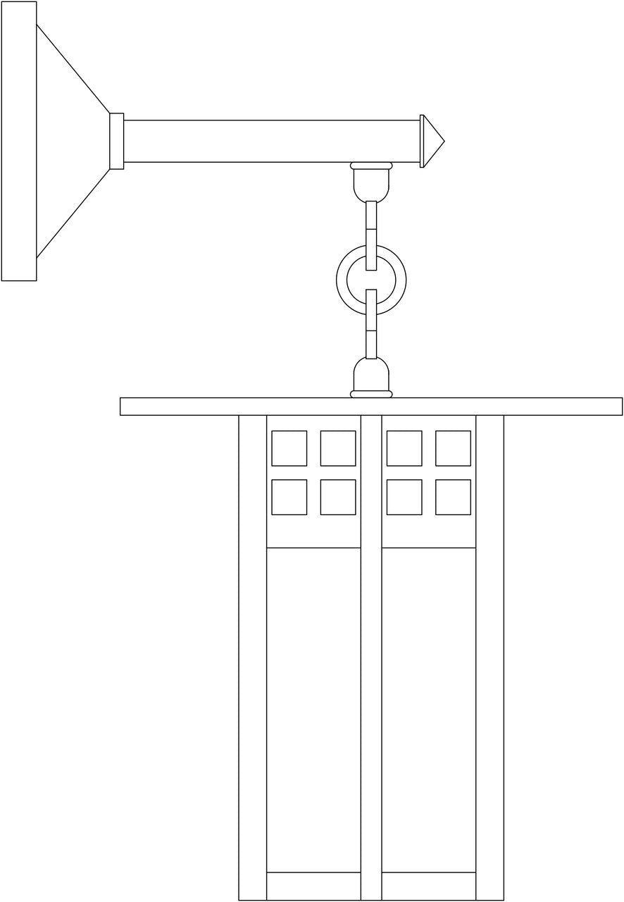 Technical drawing of a Glasgow wall mount with straight arm light fixture. 