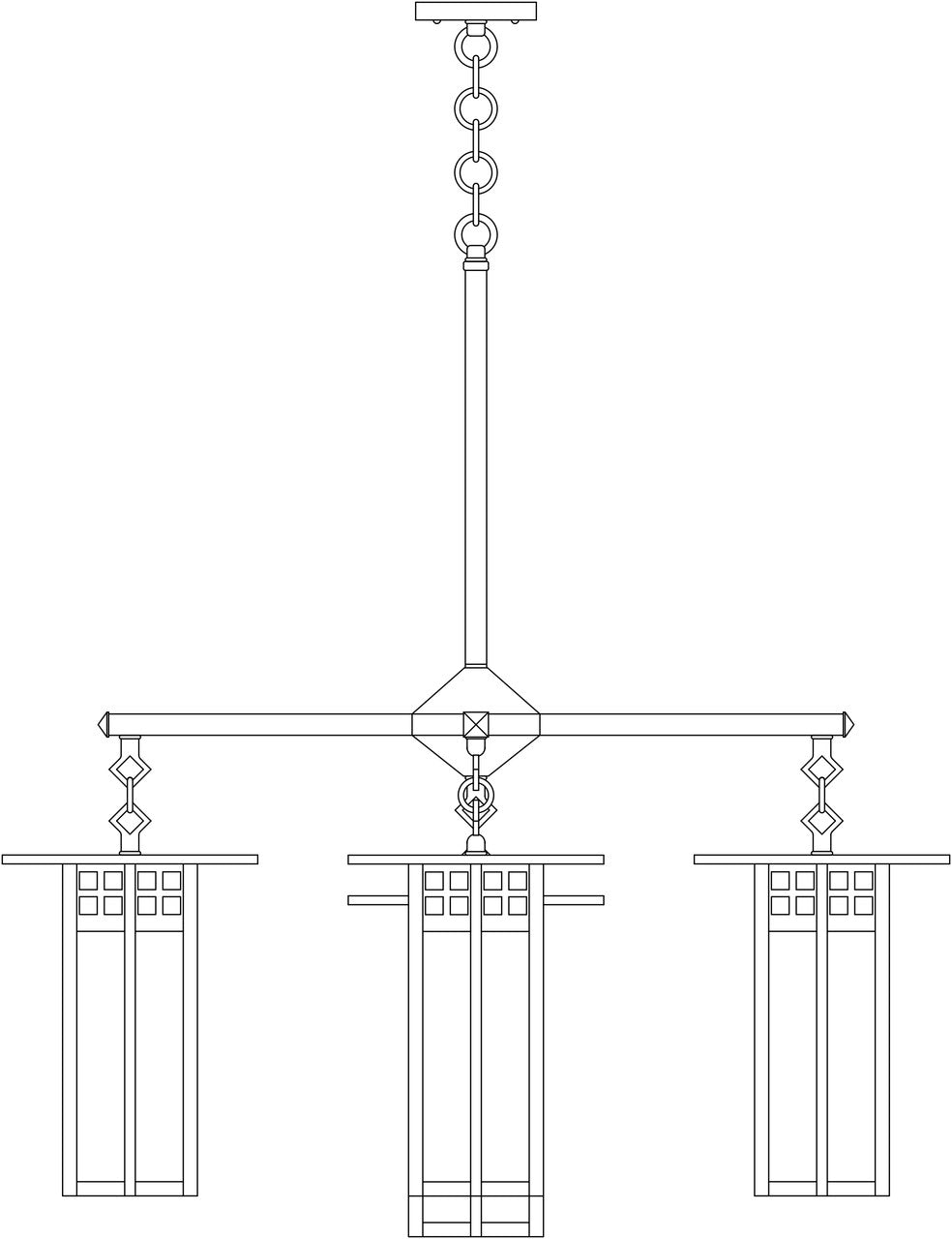 Glasgow Chandelier w/ Center Light GCH-9L/4-1