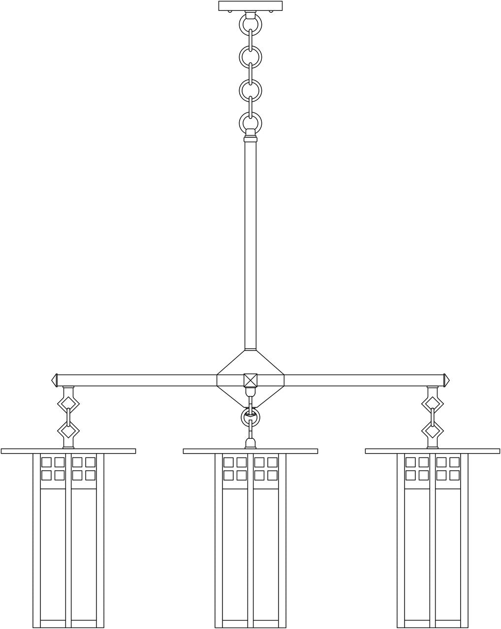 Glasgow Chandelier 9-Inch Long Body w/4 Lights