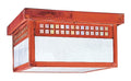 Decorative BRASS box with a red-brown LIGHT FIXTURE and glass panels on a white background