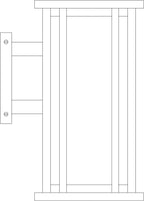 Line drawing of a door with a handle on a white background