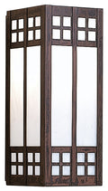 Decorative wooden panel with glass panels on a white background