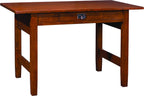 Wooden table with a single drawer. The Gus library table by Stickley. 