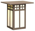 Rectangular outdoor light fixture with glass panels on a white background