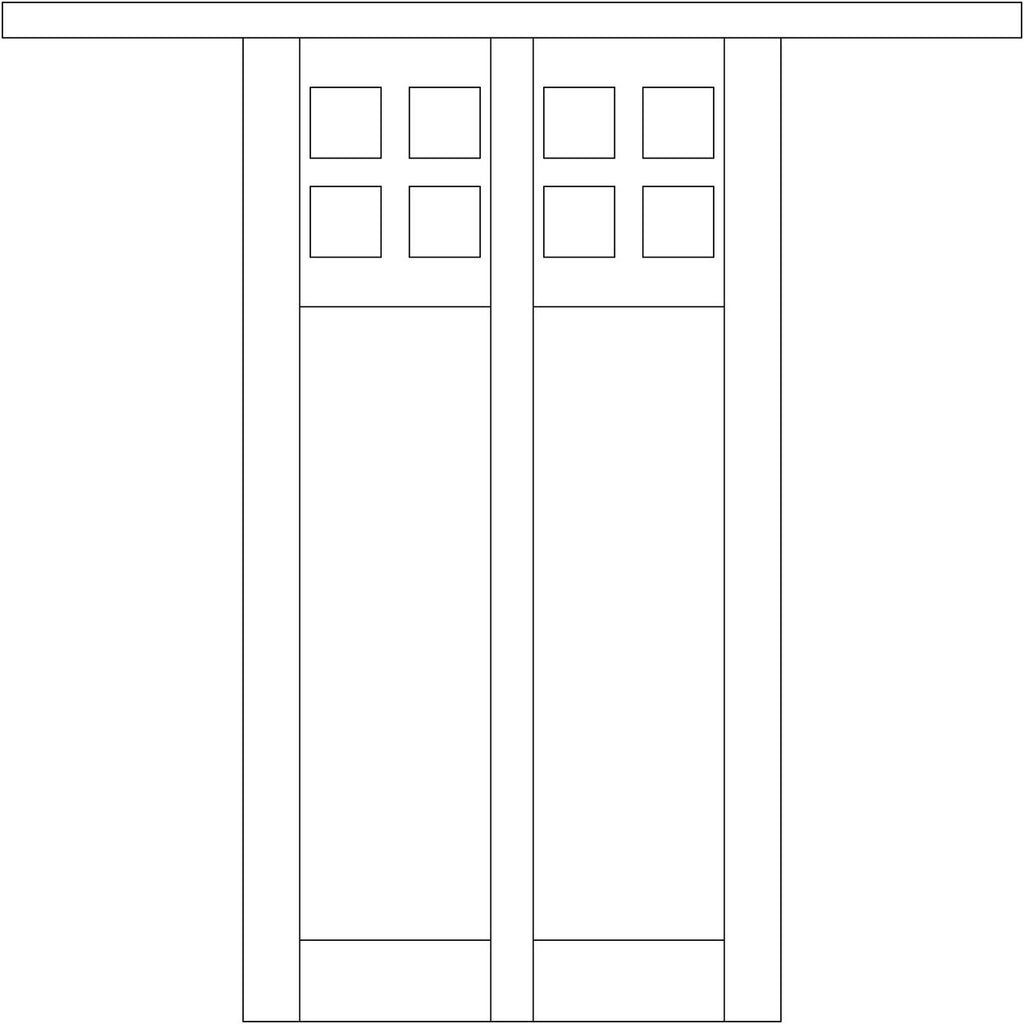 Line drawing of a light fixture with square panels