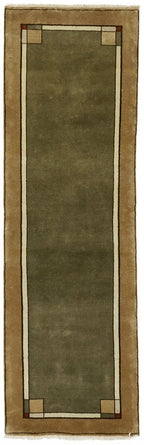 Ginkgo Border Sage Hand Knotted Wool Rug | PC-29B
