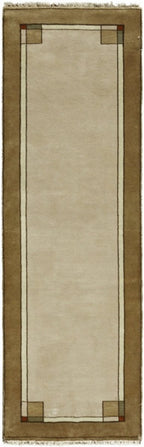 inkgo Border Oatmeal Hand Knotted Wool Area Rug PC-29A – Overhead shot of runner