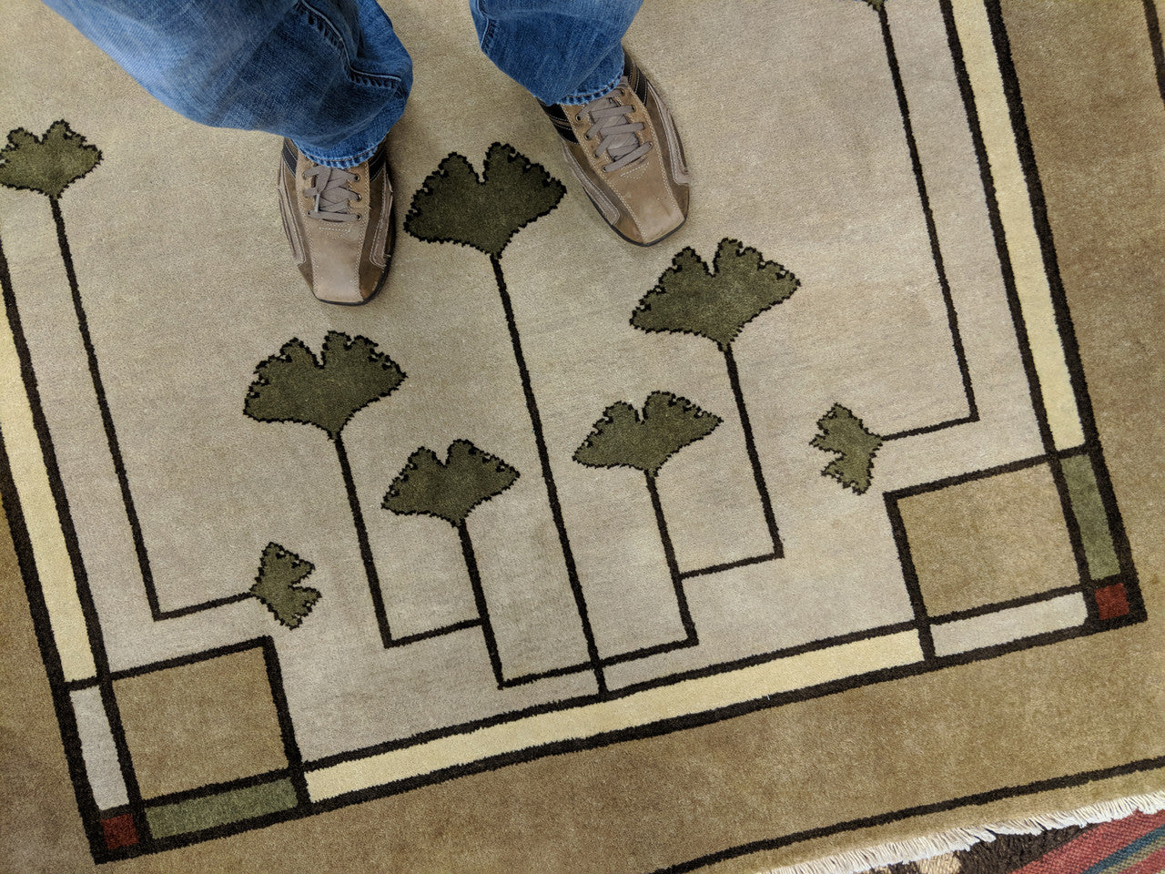 Ginkgo Oatmeal Hand-Knotted Wool Rug PC-21A –  View from Overhead to Ginkgo