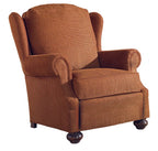 Brown upholstered armchair on a white background