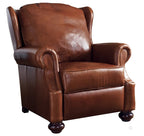 Brown leather armchair on a white background