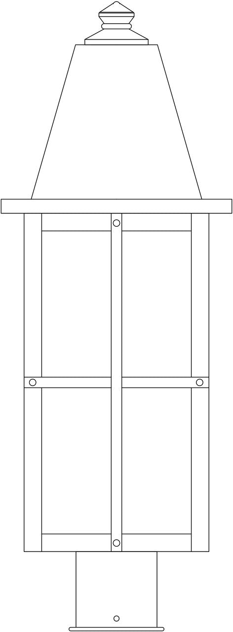 Line drawing of a traditional outdoor lamp post with a decorative top.
