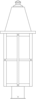 Line drawing of a traditional outdoor lamp post with a decorative top.