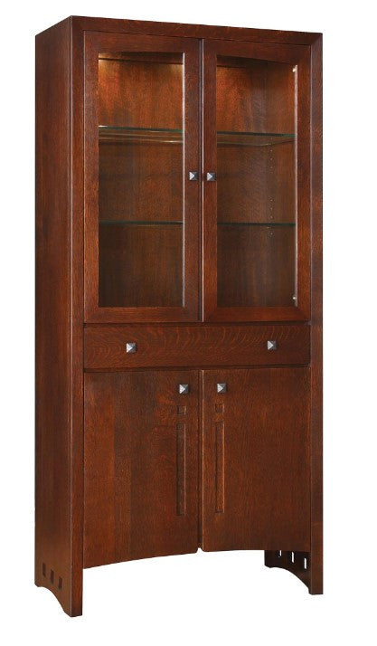 Wooden cabinet with glass doors, Highlands Display Cabinet by stickley. 