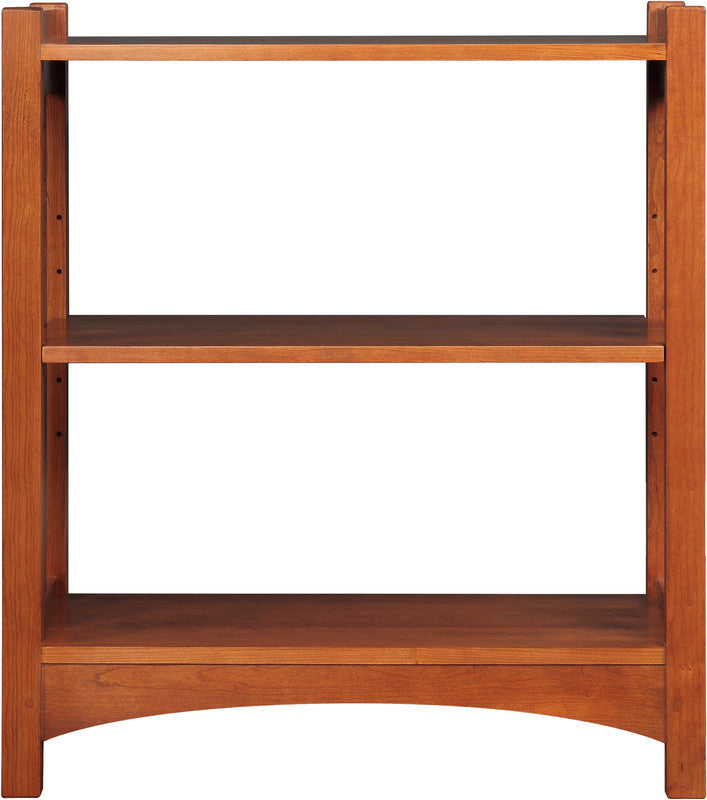 Highlands Low wooden bookshelf with geometric design by Stickley. 