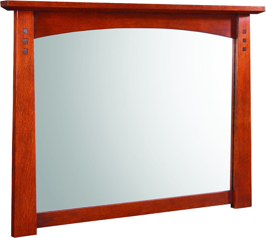 Wooden mirror with a polished finish by Stickley for the Highlands Collection. 