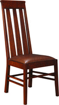 Wooden chair with a brown cushion on a white background
