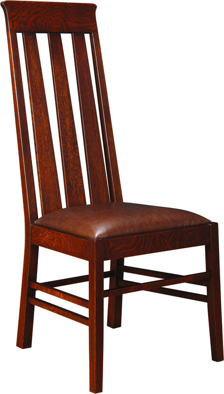 Wooden chair with a brown cushion on a white background