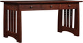 Wooden desk with two drawers on a white background