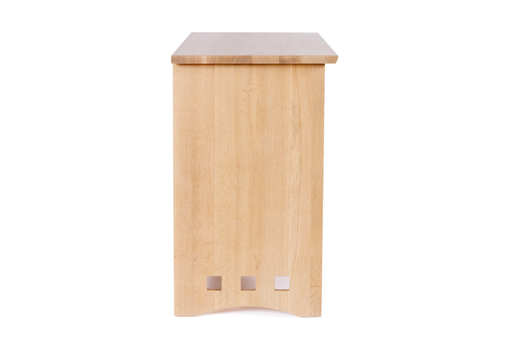Wooden dresser with three drawers. Highlands Three-Drawer Nightstand by Stickley.
