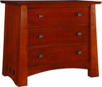 Wooden dresser with three drawers. Highlands Three-Drawer Nightstand by Stickley.