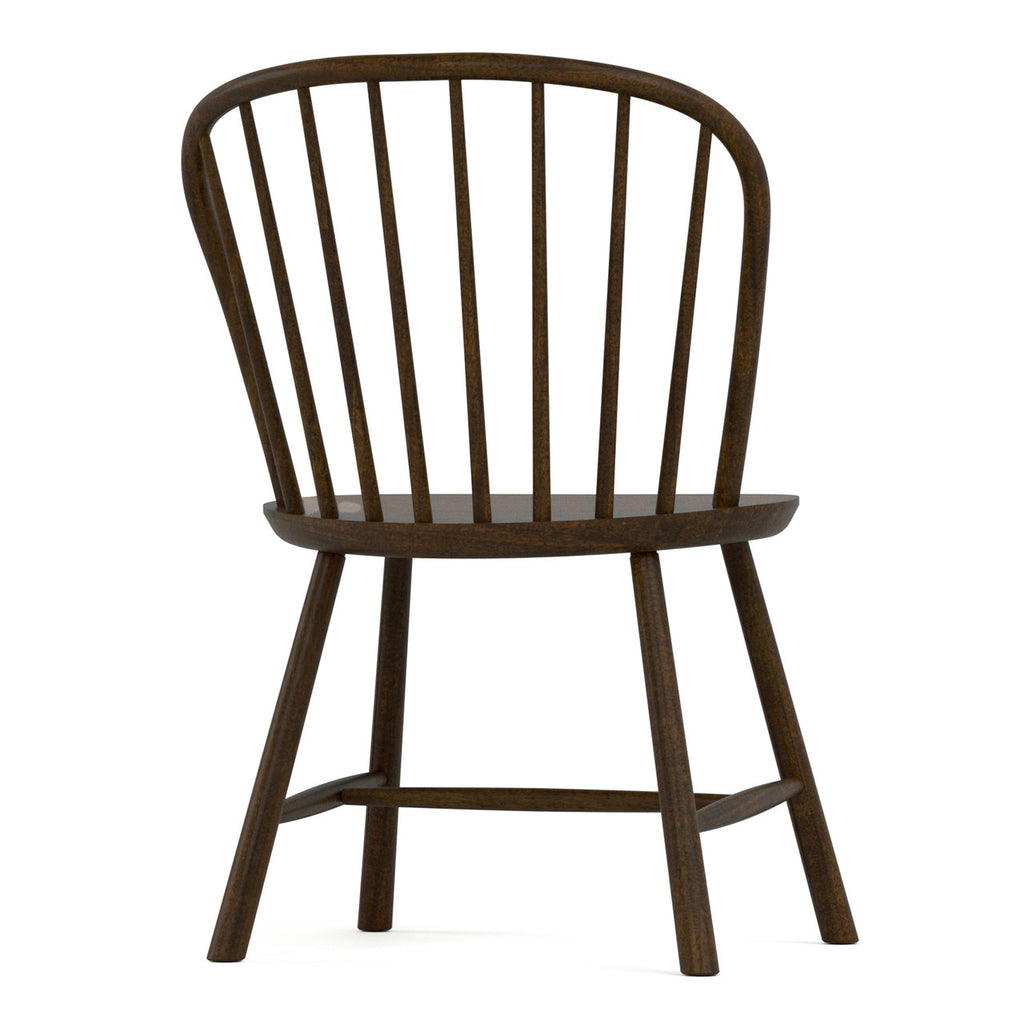 Wooden chair with spindle back design on a white background
