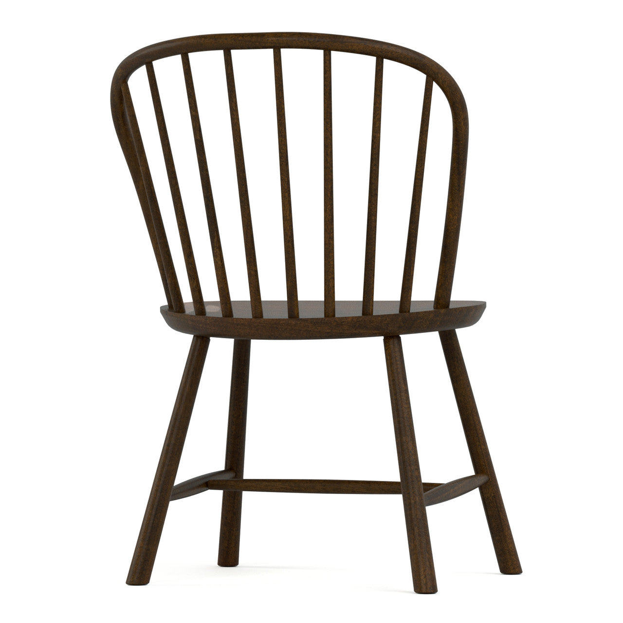 Wooden chair with spindle back design on a white background