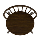 Top view of a wooden chair with a circular seat and backrest on a white background