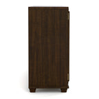 Wooden cabinet with a white top on a white background