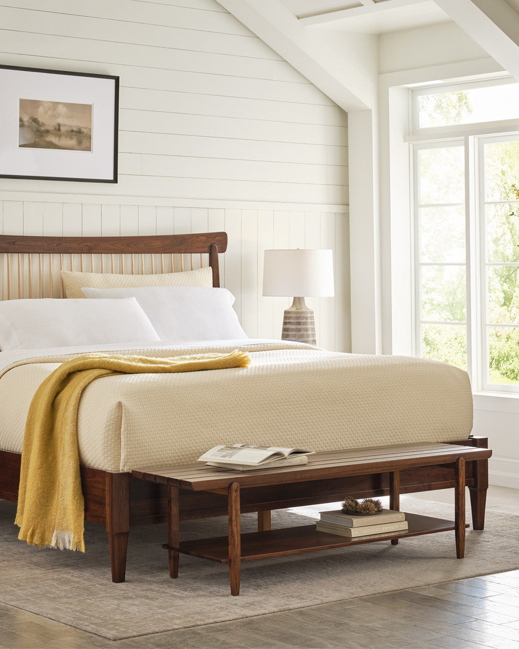 Hudson Valley Slatted Bench by Stickley -In Stock