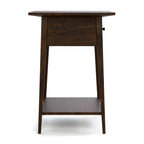 Wooden side table with a shelf on a white background