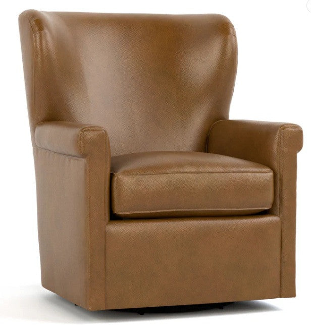 Brown leather armchair on a white background