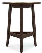 Wooden side table with a round top on a white background