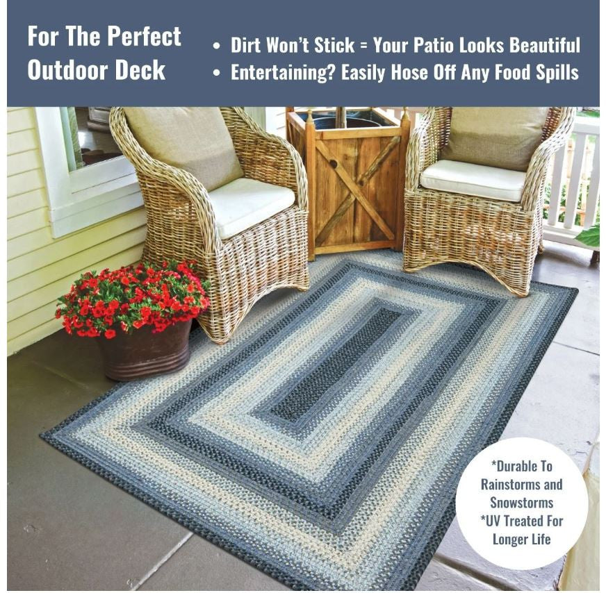 Juniper Blue Outdoor Braided Rug