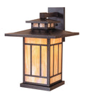 Wall mounted sconce with a fixed arm. 