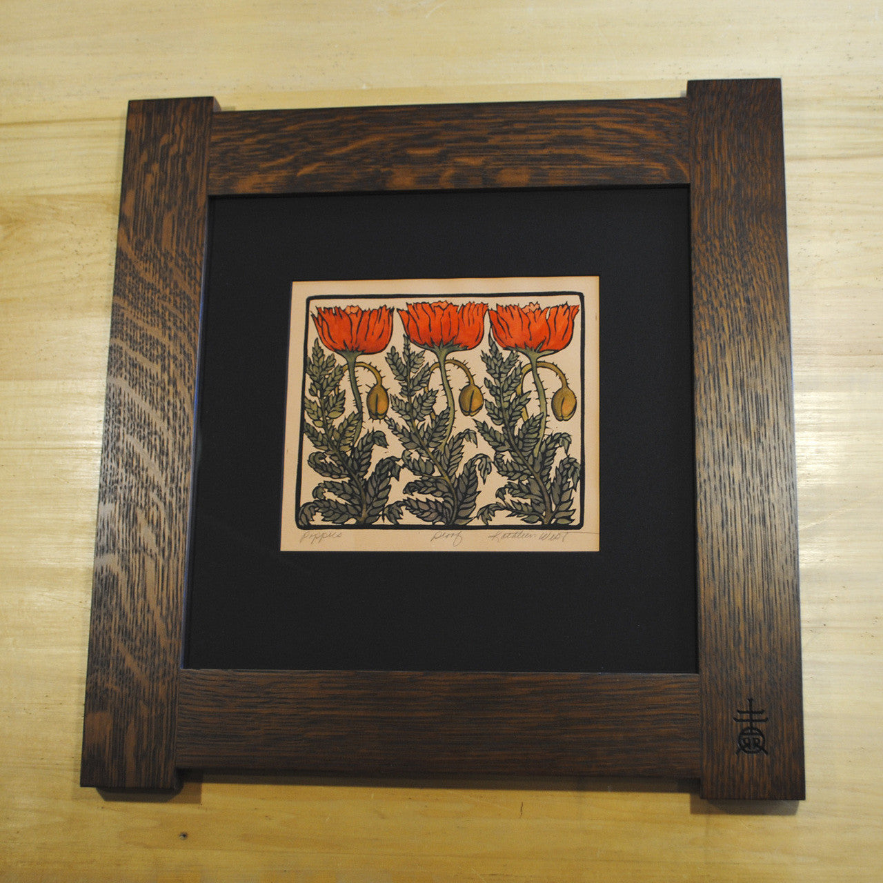 Poppies Original Proof in Dard Hunter Frame