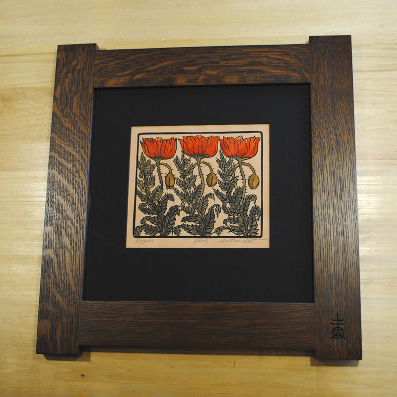Poppies Original Proof in Dard Hunter Frame