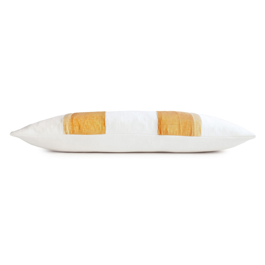 Gold Beige Linen Stripe Oblong 12' x 24" Pillow