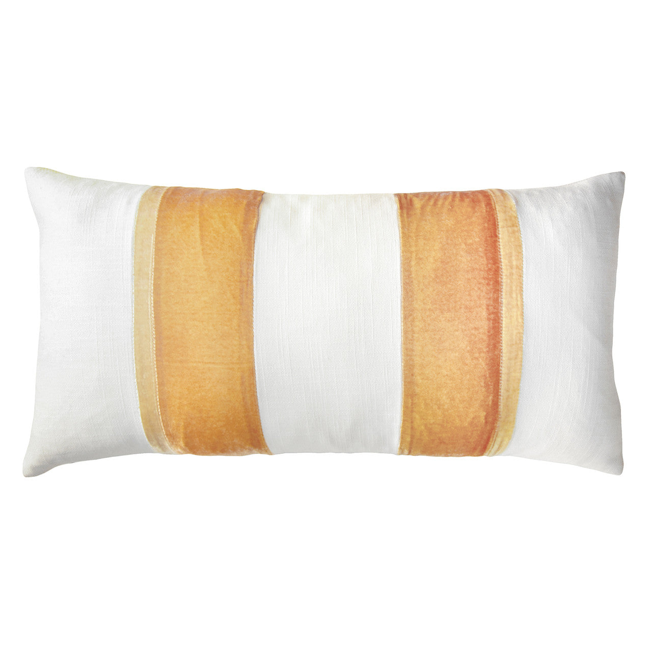 Gold Beige Linen Stripe Oblong 12' x 24" Pillow