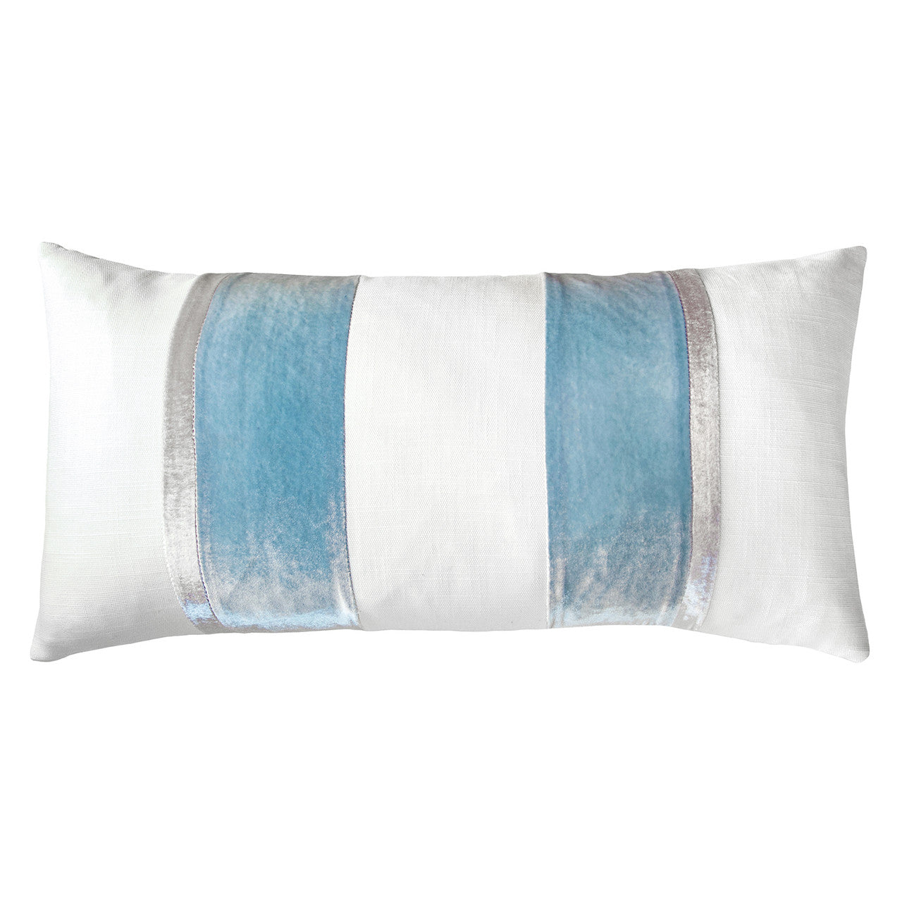 Robin's Egg Linen Stripe Oblong 12' x 24" Pillow