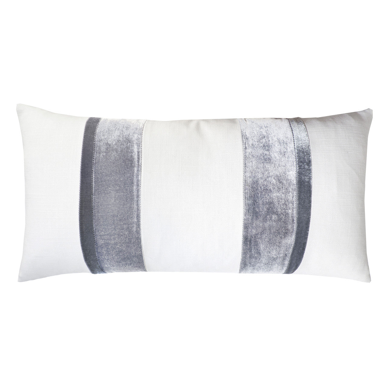 White Grey Linen Stripe Oblong 12' x 24" Pillow