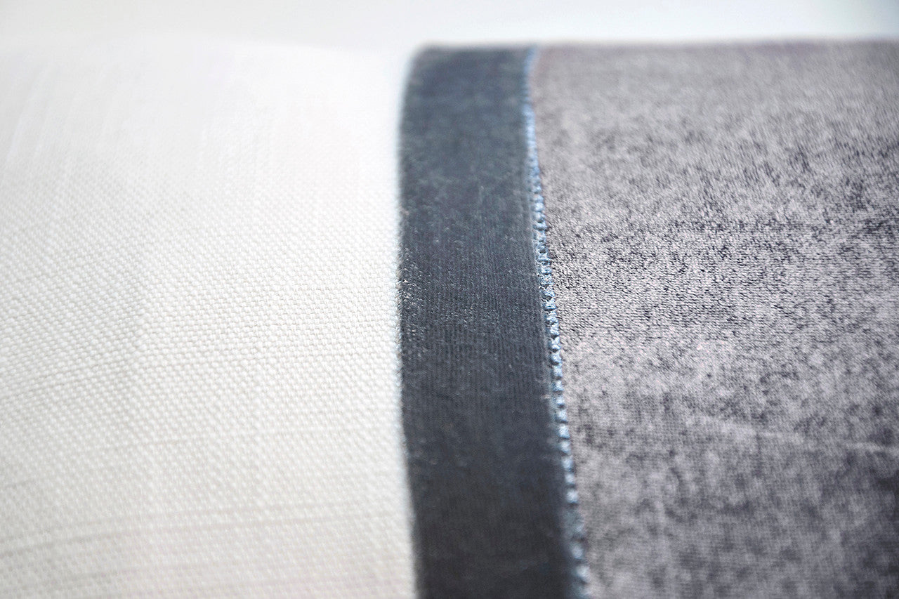 White Grey Linen Stripe Oblong 12' x 24" Pillow