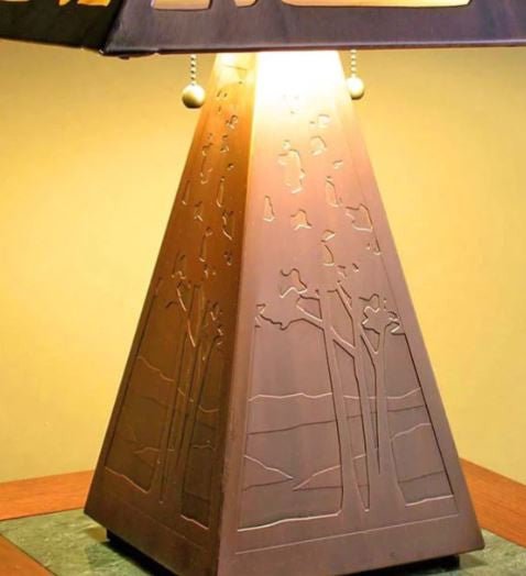 Landscape Table Lamp - Bas Relief Shade and Base By James Mattson