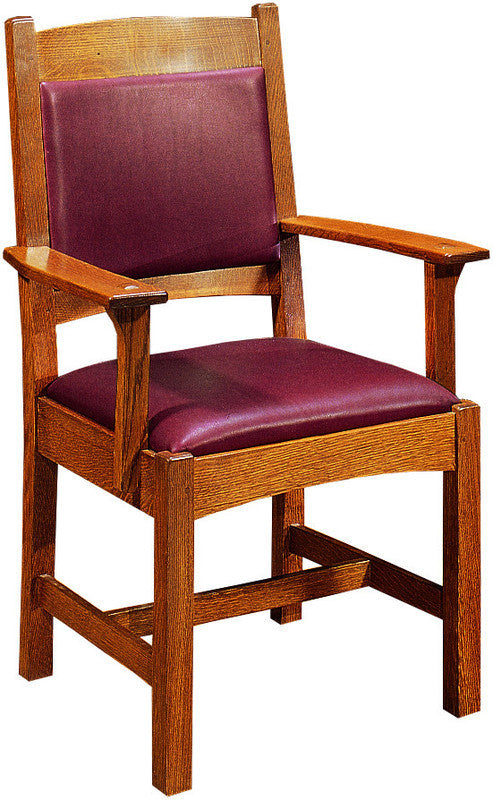 Wooden chair with purple cushions on a white background