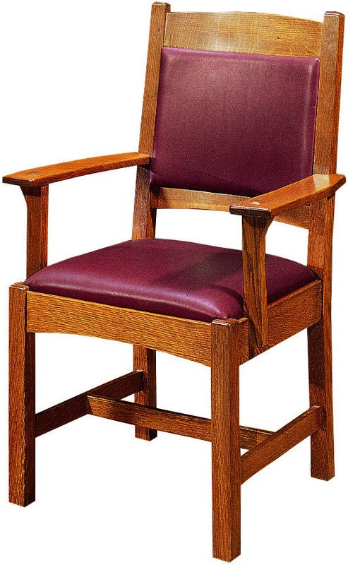 Wooden chair with purple cushion on a white background