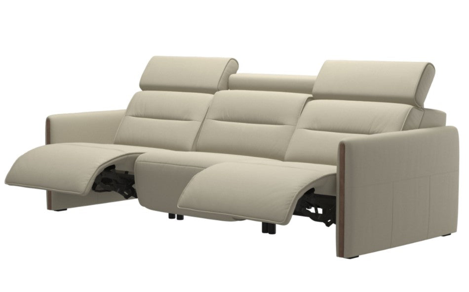 Stressless Emily V2 Wood Arm Power Sofa with Adjustable Headrest