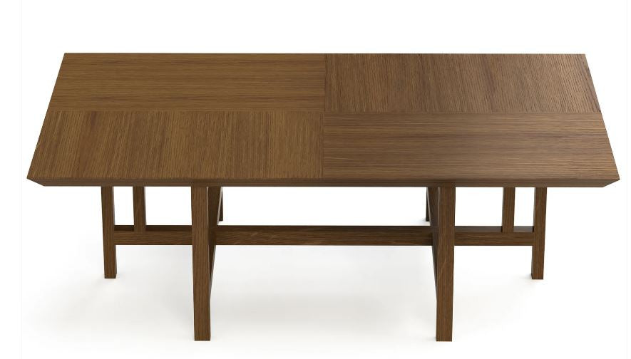 Wooden dining table on a white background