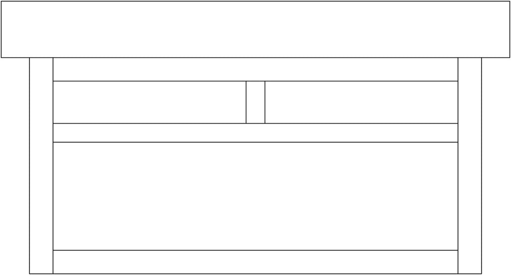 Line drawing of a rectangular table with a central cutout